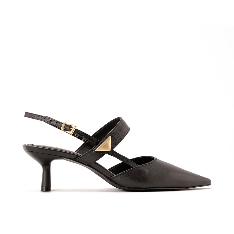 Scarpin Estilo Slingback com Metais Preto