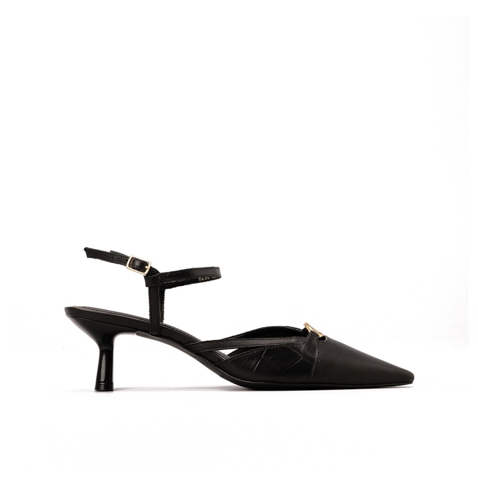 Scarpin Slingback com Metal CS Preto