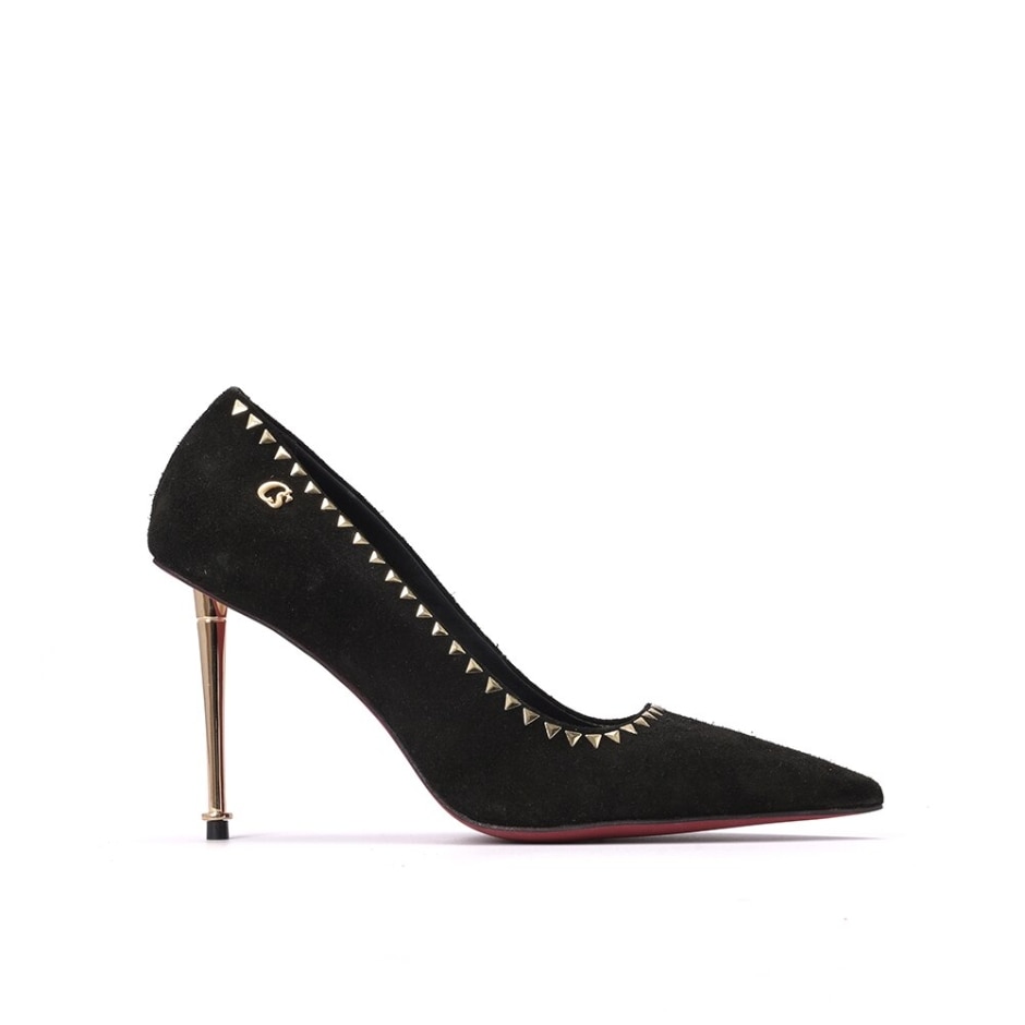 Scarpin Metais e Salto Cromado Preto