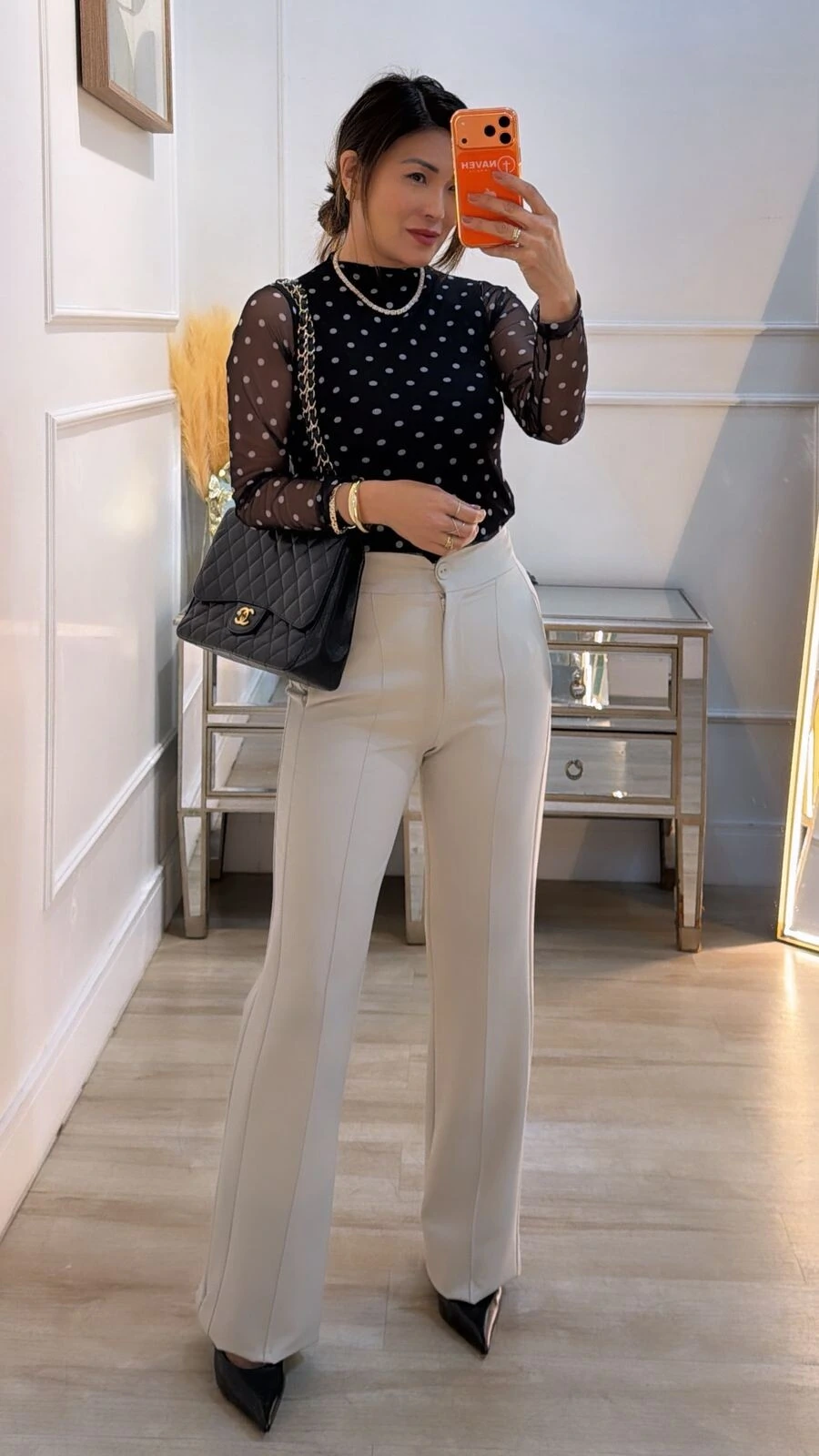 Calça Pantalona Alfaiataria Monica Nervura Frontal