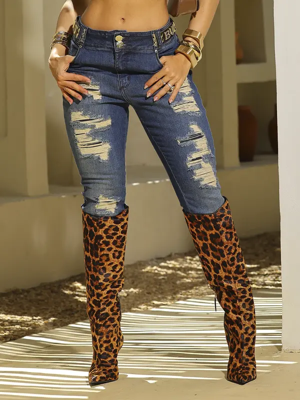 Calça Boyfriend Confortável e Sofisticada com Toque Destroyed Pit Bull Jeans Luxo